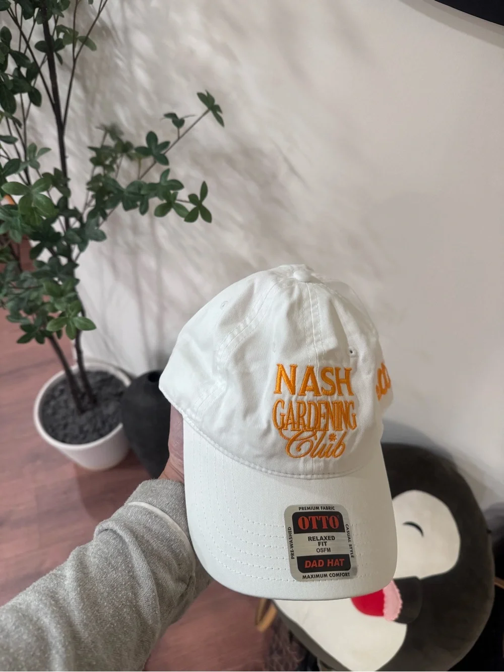 OTTO White Dad Hat with Golden Yellow Nash Gardening Club Embroidery